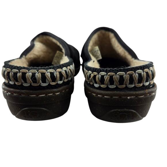 UGG Slip On Mules Clogs Womens 9 Black Suede Shearling Embroidered Bohemian Boho - Picture 6 of 10